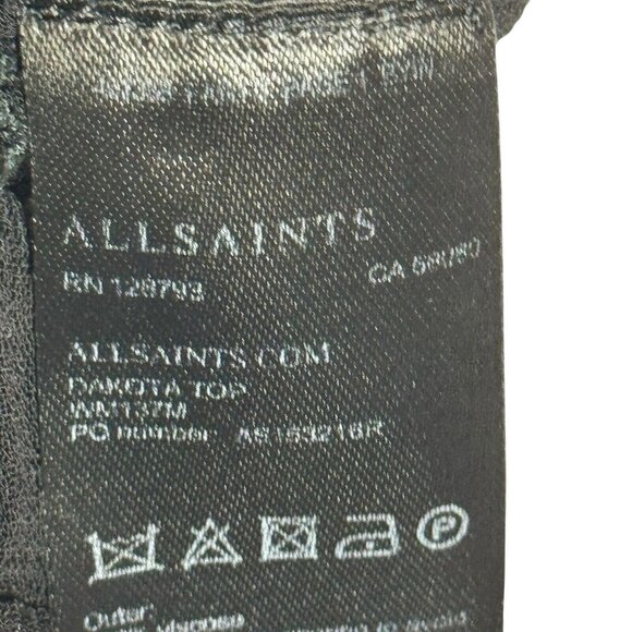 AllSaints Top Womens Dakota Embroidered Eyelet Blouse Sheer Black US size 2 UK 6 - Picture 8 of 10